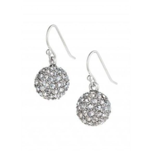 Stella & Dot | SILVER Handset Pavé Soirée Drop Earrings Crystal - Picture 2 of 6